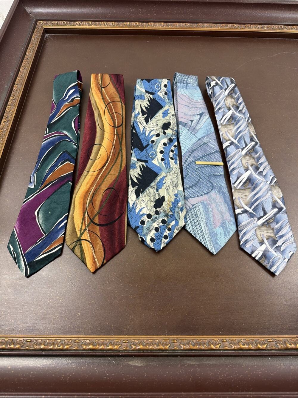 Vintage 90s Mens Silk Tie Lot Bundle 5 Ted Lapidus J Garcia Bachrach Abstract